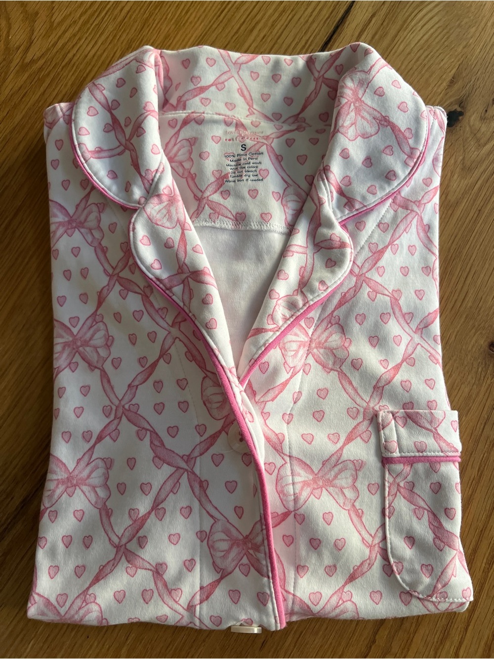 LOVESHACKFANCY x ROLLER RABBIT BABY BOW PRINT SHORT SLEEVE PAJAMA TOP, SIZE S. - Picture 12 of 12